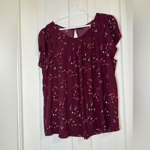 Women’s plus size 2X Papermoon Maroon Floral Blouse, shirt, top